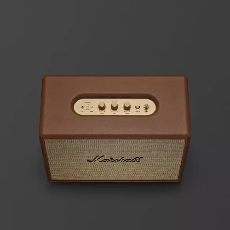 Belaidė garsiakalbė MARSHALL Woburn III Brown – daugiakambaris, Bluetooth, Wi‑Fi, analoginiai įėjimai