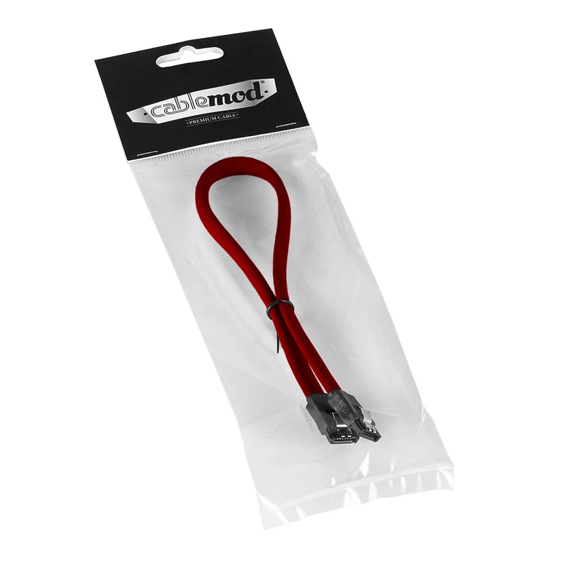 CableMod ModMesh SATA kabelis - Serial ATA 150/300/600 - SATA (M) į SATA (M) - 60 cm - Blood Red (CM-CAB-SATA-N60KBR-R)