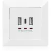 DIGITUS DA-70618 – įmontuojamas lizdas su 2 USB-A ir 1 USB-C jungtimis, 3.1 A, signalinė balta (RAL 9003)