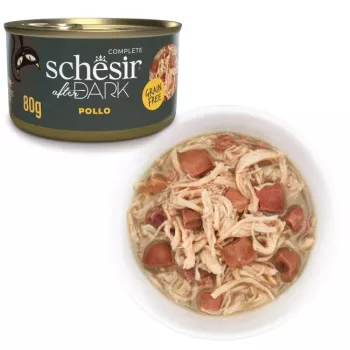 Šlapias kačių ėdalas Agras Pet Foods Schesir 80 g – Vištiena, be grūdų, suaugusiems, bet kuriai veislei