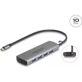 USB Hub DeLOCK 64293 Type-C 10000 Mbit/s Pilka