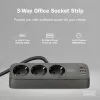 Maitinimo juosta DIGITUS 3 kištukiniai lizdai su 2×USB-A ir 1×USB-C, 1,5 m laidas, juoda