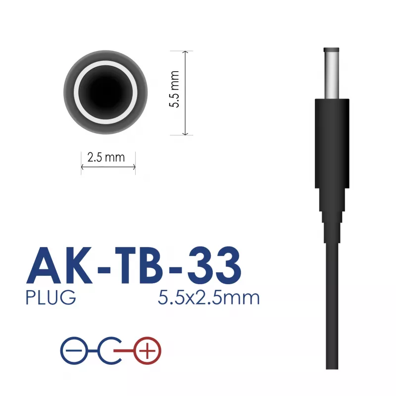 Akyga AK-TB-33 universalus maitinimo adapteris, 5 V, 2 A, 10 W, 5,5 x 2,5 mm, 1,5 m