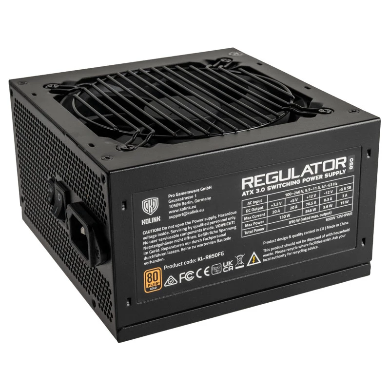 Kolink Regulator 80 PLUS Gold maitinimo blokas, ATX 3.0, PCIe 5.0, modulinis - 850 W