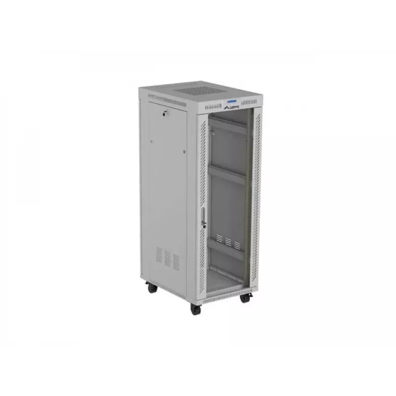 19 colių 32U LANBERG stovimas serverio spintos stovas 600×800 mm pilkas su stiklinėmis durimis ir LCD (Flat Pack)