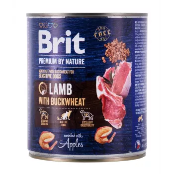 Šlapias šunų ėdalas Brit Premium by Nature Aviena su grikiais 800 g, be grūdų, suaugusiems šunims, skardinė