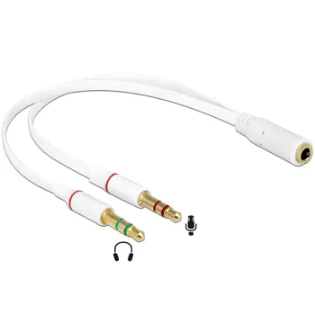 Garso adapteris DeLOCK 65585 0,2 m 2x3,5 mm Kištukas į 3,5 mm Lizdą Baltas