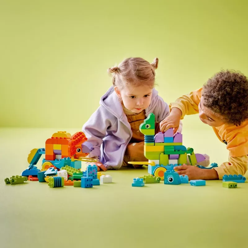Konstruktorius LEGO DUPLO 10451 Dinozaurai ant ratų 3-in-1 rinkinys, 108 dalių, nuo 3 metų, aukštis 220 mm
