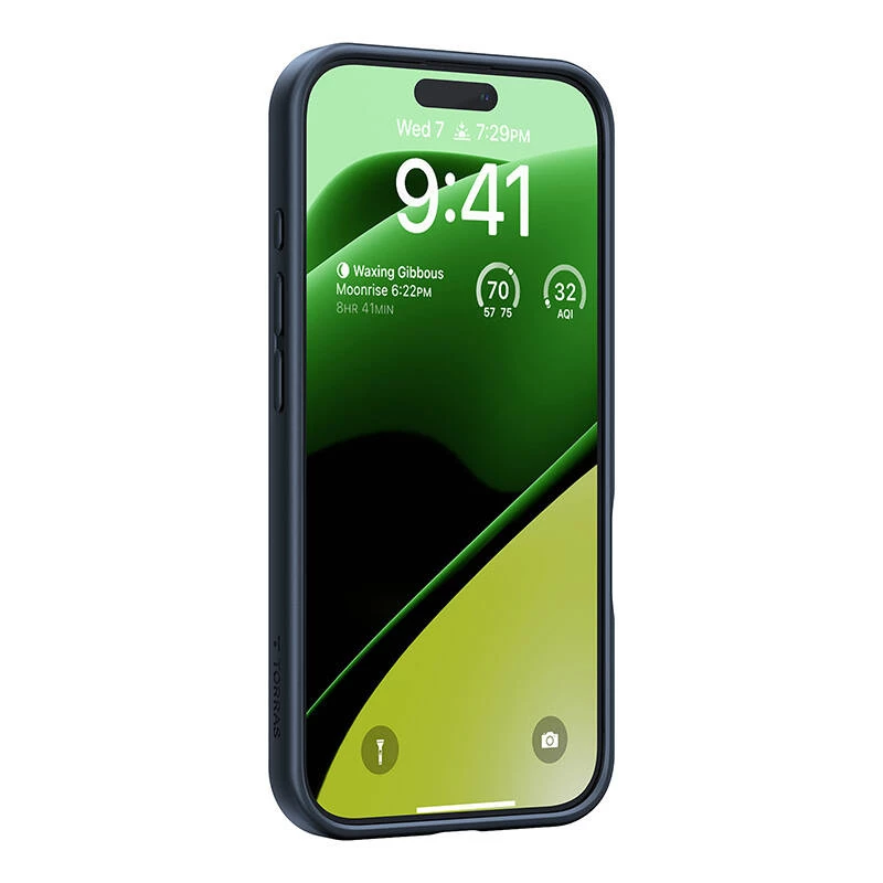 Apsauginis dėklas Torras Ostand Pro, skirtas iPhone 16 Plus – juodos spalvos, plonas ir lengvas
