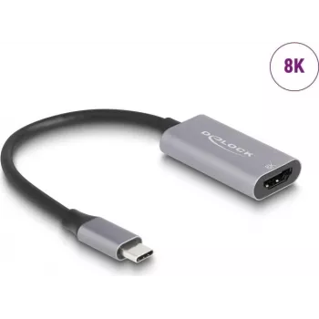 DeLOCK USB grafikos adapteris 7680 x 4320 pikseliai Juoda Pilka