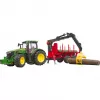 BRUDER John Deere 7R 350 su miško priekaba ir 4 rąstais