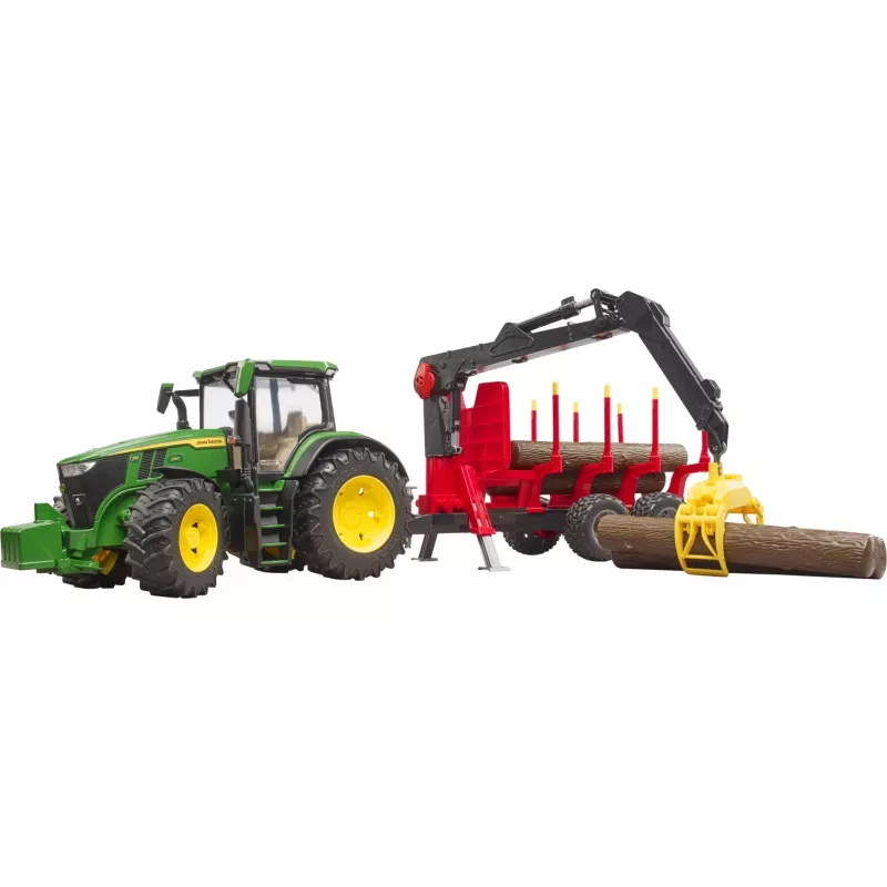 BRUDER John Deere 7R 350 su miško priekaba ir 4 rąstais