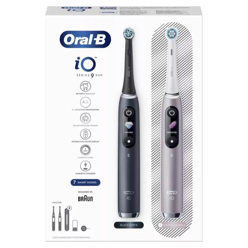 Dantų šepetėlis Oral-B iO Series 9 Duo 2 vnt. Black Onyx/Rose Quartz