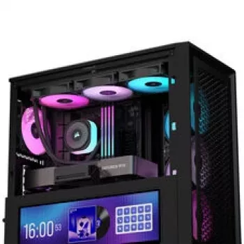 Corsair FRAME 4000D LCD RS korpusas, Midi-Tower, ATX, ARGB, grūdintas stiklas - juoda