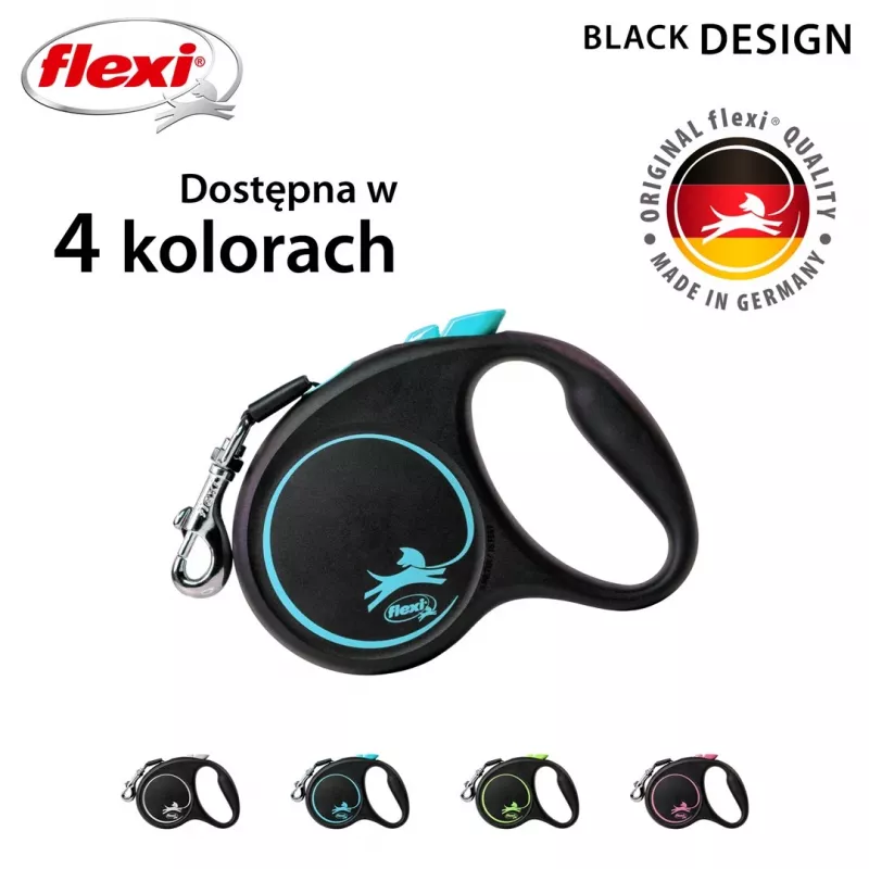 Flexi automatinis pavadėlis Black Design S 5 m, Mėlynas