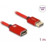 DeLOCK DisplayPort ilginimo laidas 8K 60 Hz 1 m raudonas metalinis be fiksatoriaus