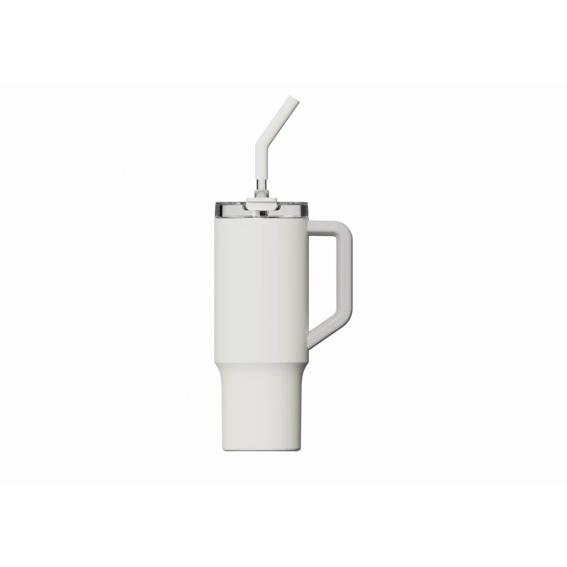 Termo puodelis su šiaudeliu Xiaomi Straw Mug White 1 L – nerūdijančio plieno vidus, nesandarus, 240×132×97 mm