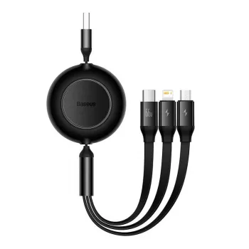 USB 3-in-1 laidas Baseus Bright Mirror – micro USB, USB-C, Lightning, 66W, 1,1 m