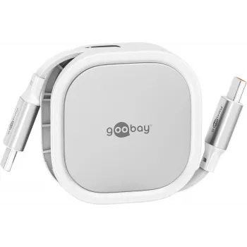 Wentronic goobay Self-Retracting USB-C laidas baltas/sidabrinis 15W tvirtame korpuse – Skaitmeninis/duomenų kabelis (77425)