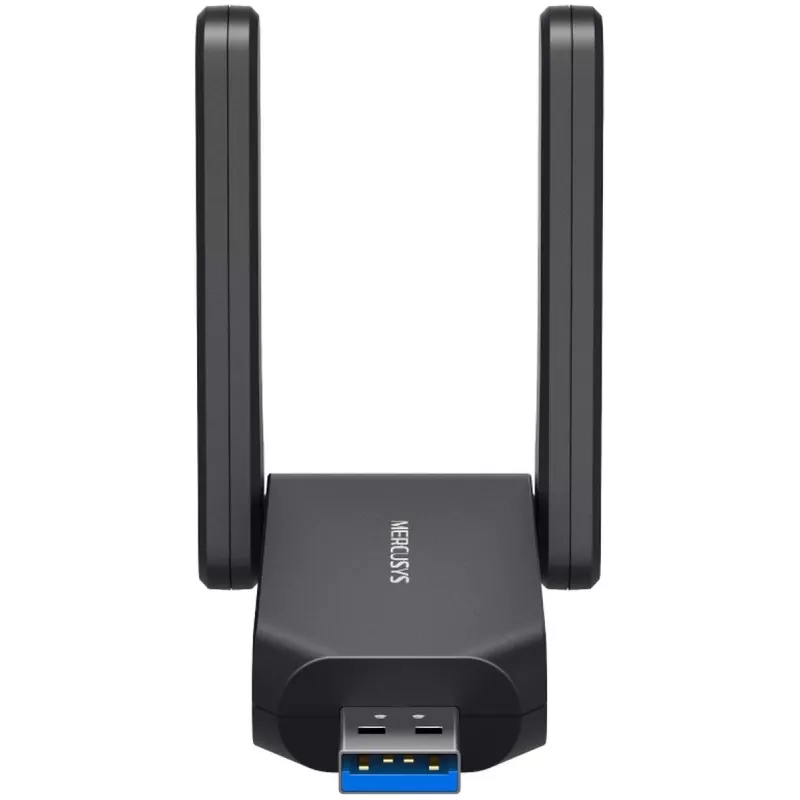 Wi‑Fi USB adapteris MERCUSYS MA72XH AX1800 su aukšto stiprinimo antenomis, USB-A plug-and-play