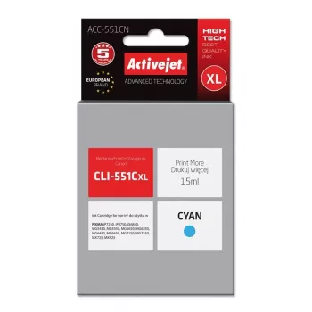 Activejet ACC-551CN kasetė (Canon CLI-551C; Supreme; 15 ml; žydra)