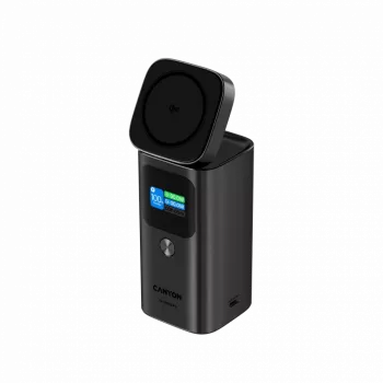 CANYON Qi2 belaidis magnetinis powerbankas OnPower 150 15000mAh Aliuminis tamsiai pilkas
