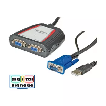 Nešiojamas VGA vaizdo skirstytuvas, 2x, 250 MHz, VGA, 2x VGA, pilkas, 0,65 m, 1920 x 1440