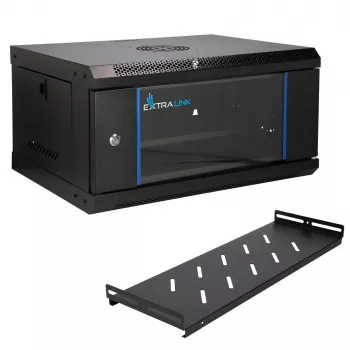 EXTRALINK LITE 4U 530×400 sieninis stovo korpusas juodas su lentyna