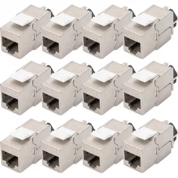 Digitus Cat.6A ekranuotas Keystone modulis su išmaniuoju kabelių tvarkytuvu, 12 vnt., sidabrinis