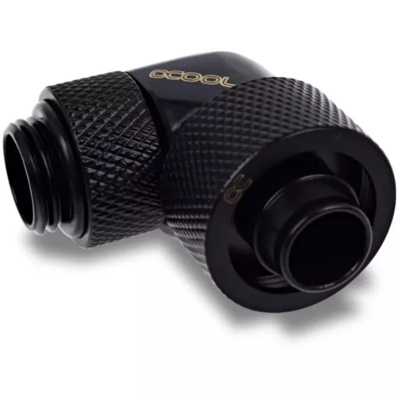 Eiszapfen 16/10mm įsukama jungtis 90° pasukama G1/4, juoda, minkštoms žarnoms (PVC, silikonas, neoprenas)