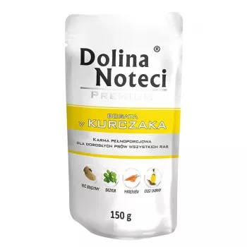 DOLINA NOTECI Premium su daug vištienos drėgnas maistas šunims, 150 g