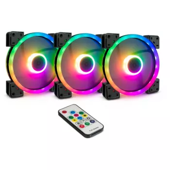 INTER-TECH Argus RGB ventiliatorių rinkinys RS-14 140mm ARGB 3 vnt. juodi