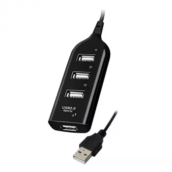 VAKOSS USB hubas TC-234UX – 4 prievadų USB 2.0 centras, maitinimas DC (5V, 1A), juodas