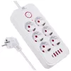 Maitinimo blokas MACLEAN MCE389 W – 6 kištukinių lizdų, 4×USB-A, 1×USB-C, 2500W, 110–240V, 1,5 m laidas, baltas