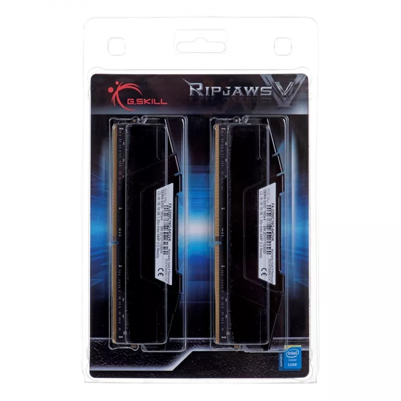 G.SKILL Ripjaws V Series DDR4 RAM 64 GB (4x16 GB) 3200 MHz CL16 atmintis juoda F4-3200C16Q-64GVK