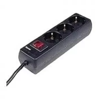 Hama 00030392 apsauginis nuo viršįtampių ilgintuvas, juodas, 3 lizdai, 230 V, 1,4 m