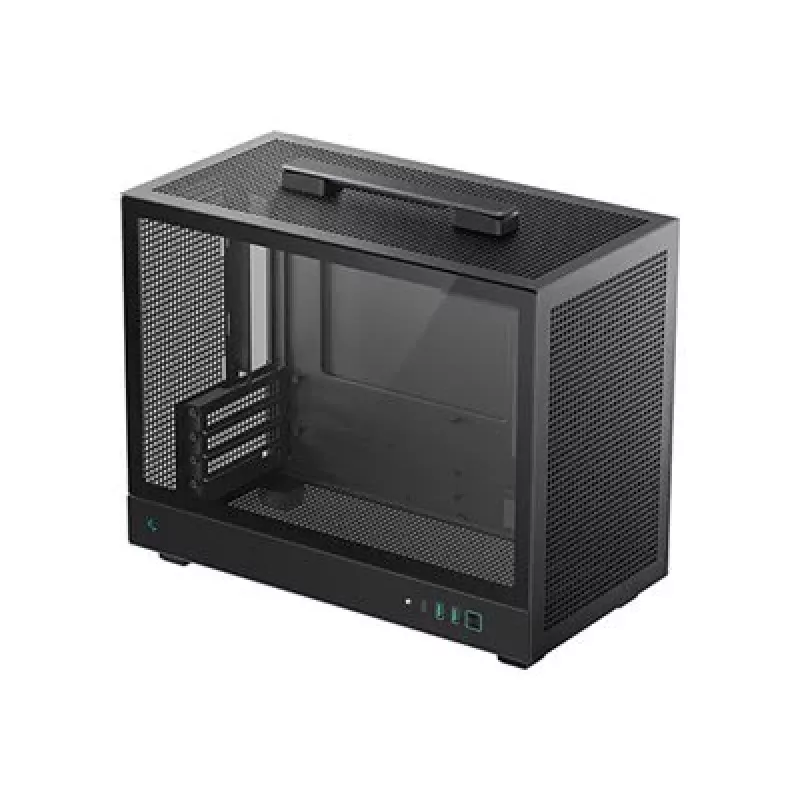 Kompiuterio korpusas DeepCool CH160 PLUS Small Form Factor SFF ATX/mATX, grūdintas stiklas, USB-C, juodas