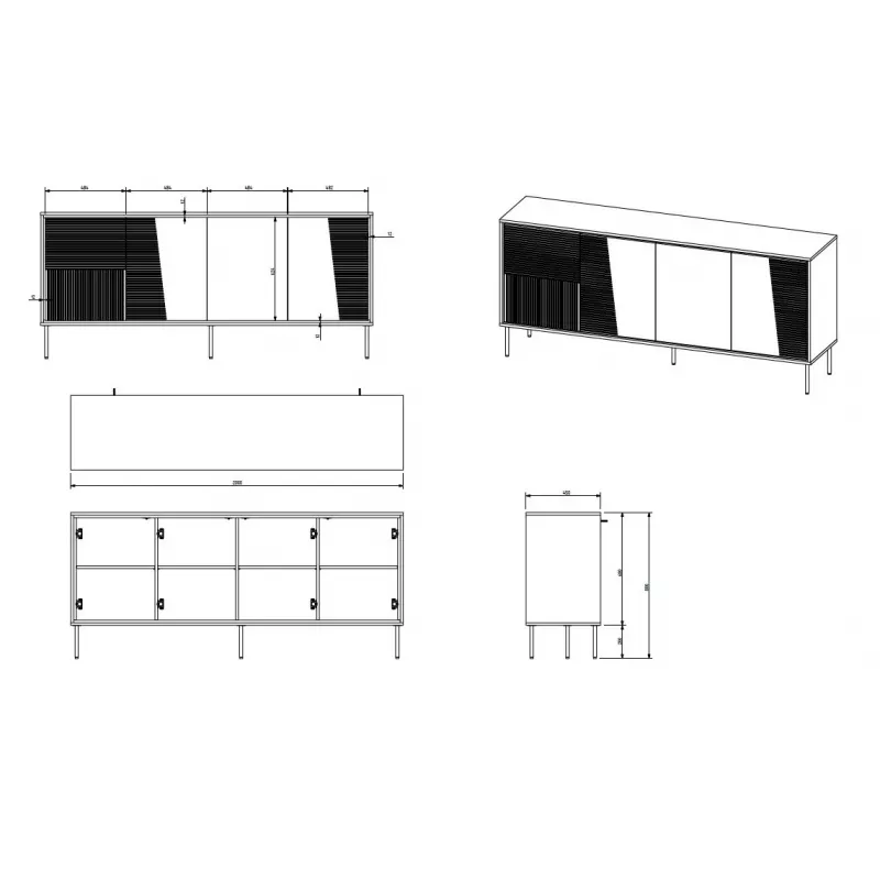 4D komoda ABI 200x45x88 kašmyro matinis