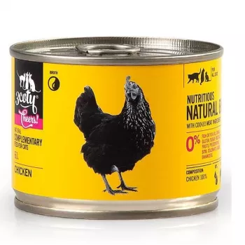 Papildomas pašaras katėms 3coty CHICKEN Cheers! 160 g – šlapias konservas, vištienos skonio, 160 g, baltymai 12%, riebalai 7,5%, drėgnumas 80%