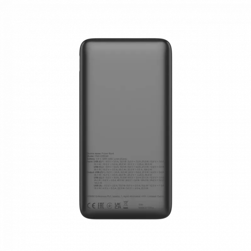 CANYON Power Bank PB-240, 25000mAh PD140W su ekranu, tamsiai pilka