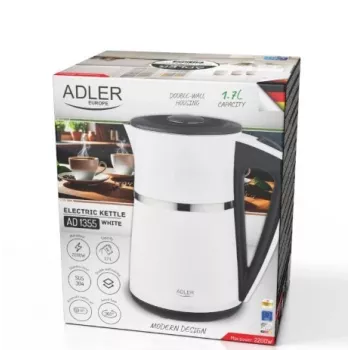 Elektrinis virdulys Adler 1,7 l 1355 W baltas dvigubomis sienelėmis
