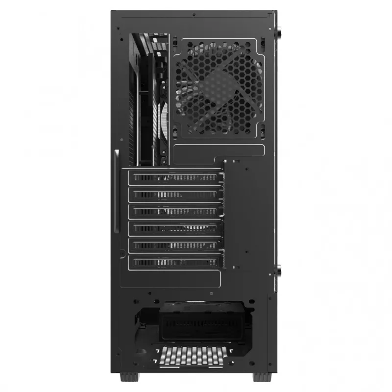 PC korpusas SAVIO Noctis Flow – Cube Mini-ITX/Micro-ATX/ATX, 3x120mm priekyje, 1x120mm gale, 2x3.5 colio + 3x2.5 colio vietos, grūdintas stiklas