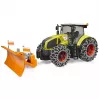Žaislinis traktorius BRUDER Claas Axion 950 su sniego grandinėmis ir sniego stūmikliu, mastelio modelis