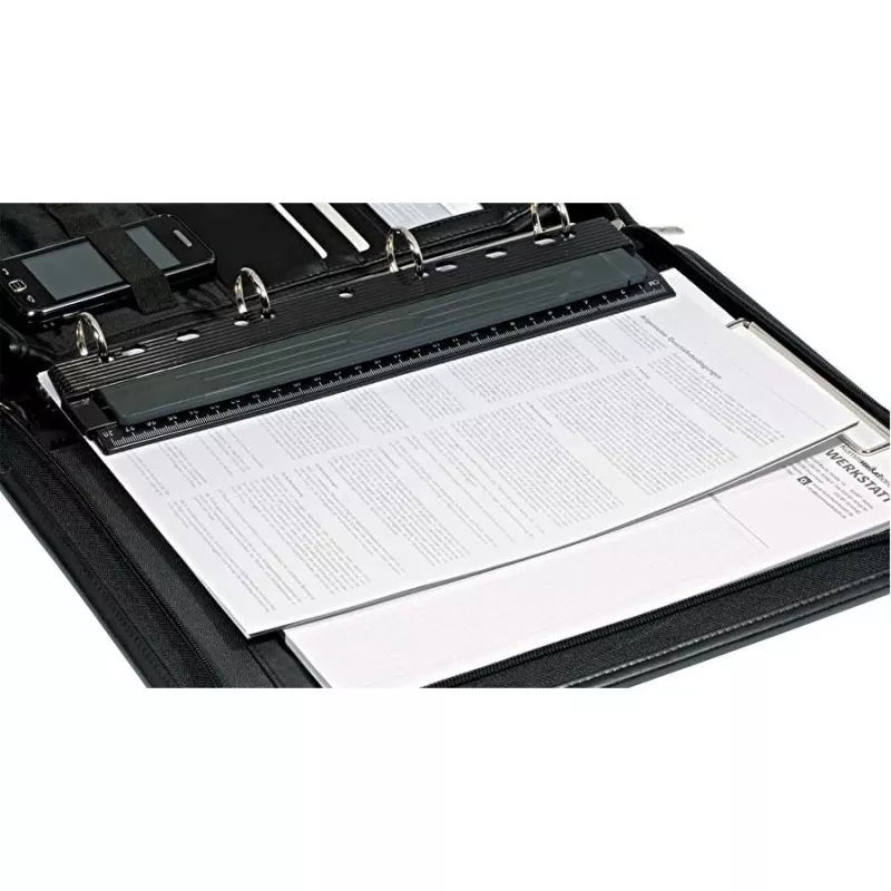 Smeigtukas WEDO 67 9401 – 4-ių skylių metalinis perforatorius, juodas, perforavimo talpa 3 mm, 66 mm plotis