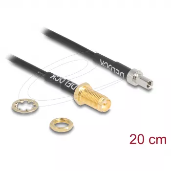 Koaksialinis kabelis DELOCK 90919 RG-174, 20 m, RP-SMA → TS9, juodas