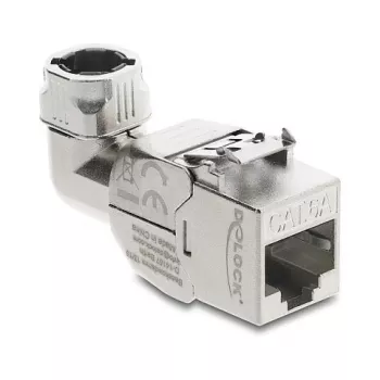 DeLOCK Keystone modulis RJ45 lizdas į LSA Cat.6A metalinis fiksatorius beįrankis 90° kampu ekranuotas
