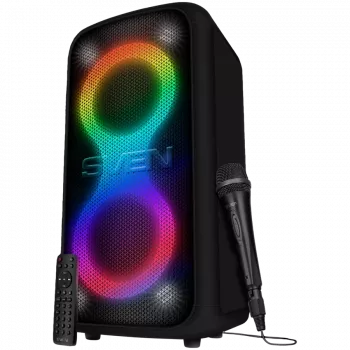 Nešiojama garso kolonėlė Sven PS-1000 160 W, Bluetooth, FM, karaokė, juoda
