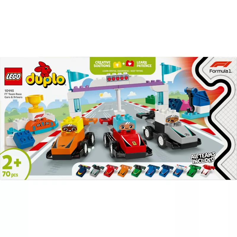 LEGO DUPLO 10445 F1 lenktynių automobiliai ir vairuotojai