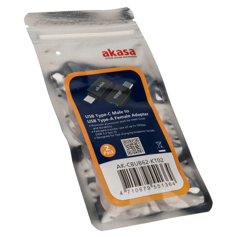 USB tipo keitiklis USB Type-C į USB Type-A Akasa AK-CBUB62-KT02 (2 vnt.)