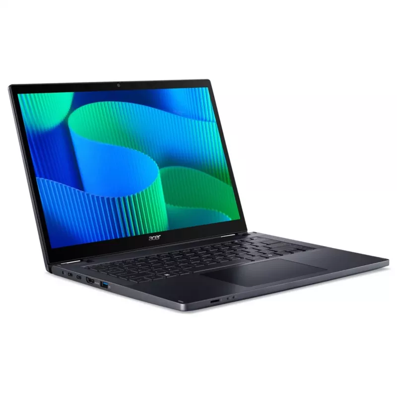 Konvertuojamas nešiojamas kompiuteris Acer TravelMate TMP414RN-54-TCO-5496 — Intel Core Ultra 5 125U, 14 colių WUXGA liečiamas ekranas, 16 GB DDR5, 512 GB SSD, Windows 11 Pro, Mėlyna